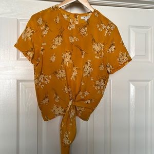 Yellow/orange silk top from Madewell, size Small